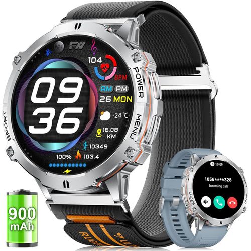 Herren Smartwatch 900 mAh Lange Akkulaufzeit, 110+ Sportmodi, Fitnessuhr mit Herzfrequenz, Schlafüberwachung, Multifunktionale Smartwatch