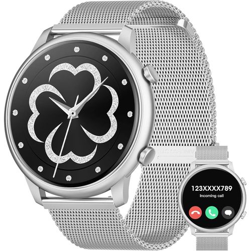Smartwatch Damen, Smartwatch für Damen, Sportuhr mit Pulsfrequenz Fitnessuhr, DIY Zifferblatt, Schlafüberwachung Schrittzähler für Android iOS