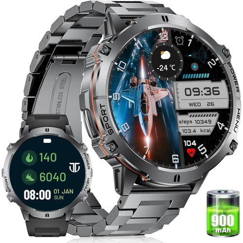 Herren-Smartwatch mit Telefonfunktion über 100 Sportmodi, Herzfrequenz-SpO2-Schlafmonitor, Sportuhr, Schrittzähler, 5 ATM wasserdichte