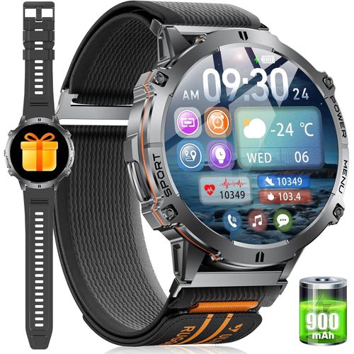 Herren-Smartwatch mit Telefonfunktion über 100 Sportmodi, Herzfrequenz-SpO2-Schlafmonitor, Sportuhr, Schrittzähler, 5 ATM wasserdichte