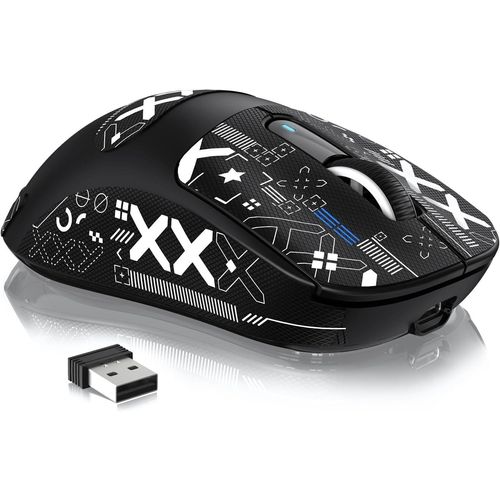 Gaming-Maus Superlight, 42000DPI, 49g Ultraleicht Mouse, Optical Schalter, 2.4G/BT/Kabelgebunden, Bis zu 200 Std. Akku