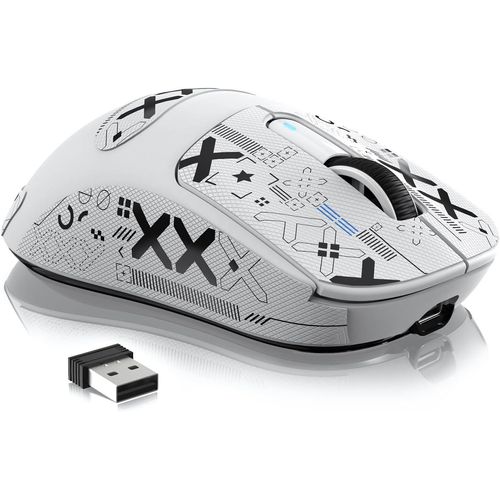 Gaming-Maus Superlight, 42000DPI, 49g Ultraleicht Mouse, Optical Schalter, 2.4G/BT/Kabelgebunden, Bis zu 200 Std. Akku