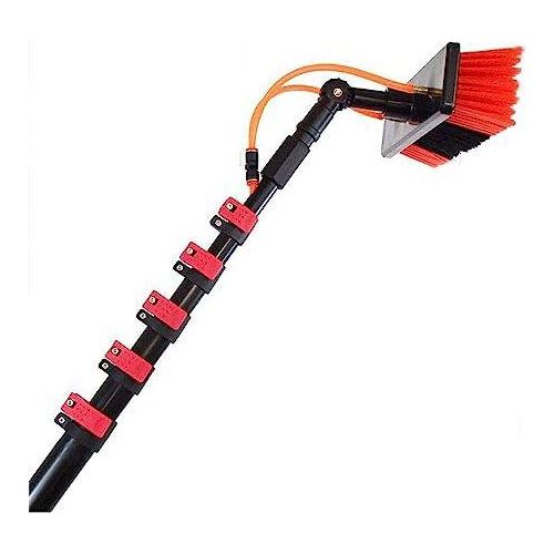 3,6 - 10,8 m Fenster sauberer Teleskopgriff, Rakelstange, Reinigung von Photovoltaik -Sonnenkollektoren, Autowaschbürste (9 Stab, 50 cm Pinsel)