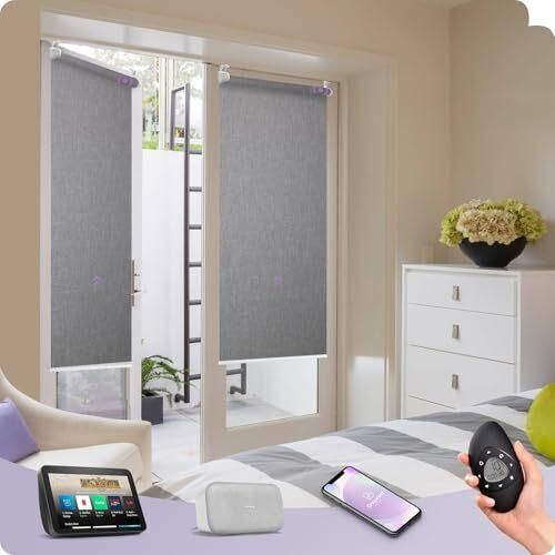 Graywind Mess messen elektrische thermische blinde Klemmfix, kein Bohrer, Privatsphäre, motorisierter Blackout -Rollerblind, Wärmeschutz, intelligente