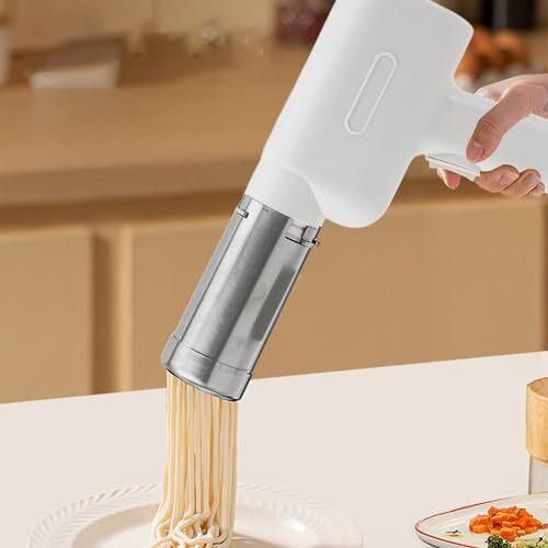 Elektrische Pasta-Maschine, multifunktional tragbare Maschine aus Edelstahl, Schabtsparung, Küche (weiß)