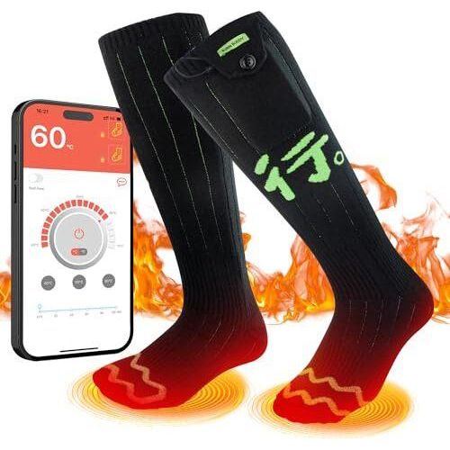 Beheizte Socken, elektrische Socken Männer Frauen, App -Steuerung, batteriebetriebene Sohlen Wandern, Radfahren, Camping, Skifahren, Jagd, wiederaufla