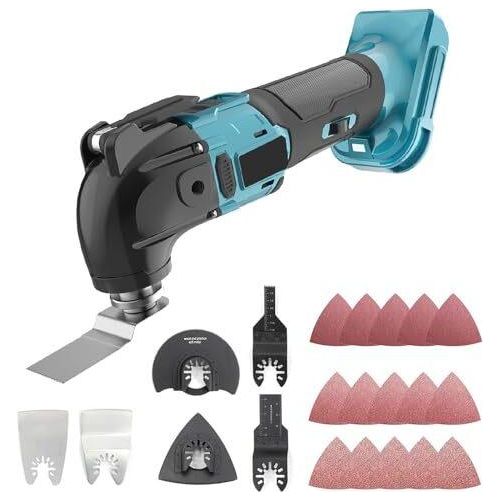Batterie Multifunktionales Werkzeug Makita 18 V, bürstenlos, Schwingung 22 Zubehör, 22000 U / min, 4 ° Winkel, Schneiden, Schnitzen, Bohren, Schleifen