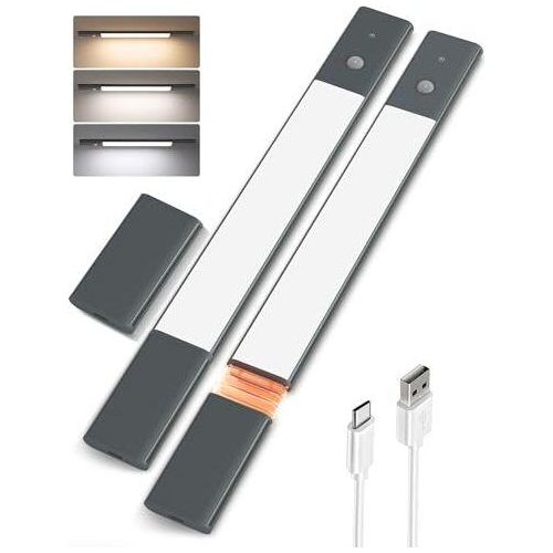 Ezvalo Schrankbeleuchtung drahtlos 38 cm, Unter-Einheiten-Lichtküche LED 3 Farbtemperaturen Dimmbare abnehmbare Batterie-Bewegungssensoren Garderobe,