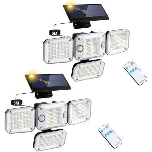 Solarleuchten im Freien verwenden Bewegungssensor im Freien: 296 LED -Spotlight 3500LM 7000K Lichter 3 Modi Fernbedienung IP65 Wasserdichtes Garage Ya