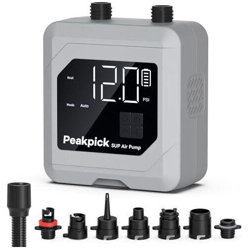 20PSI Elektrische SUP Pumpe, wiederaufladbare batteriebetriebene Paddleboard intelligentes zweistufiges Aufblasen und Entleeren, Auto-Off Luftpumpe