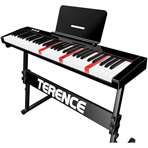 Terence Piano 61 Tasten Tastaturständer 1800 mAh Akku beleuchtet MIDI -Funktion Anwendung Bluetooth Musikaufkleber Audiokabel Kopfhörer Strom Strom ve