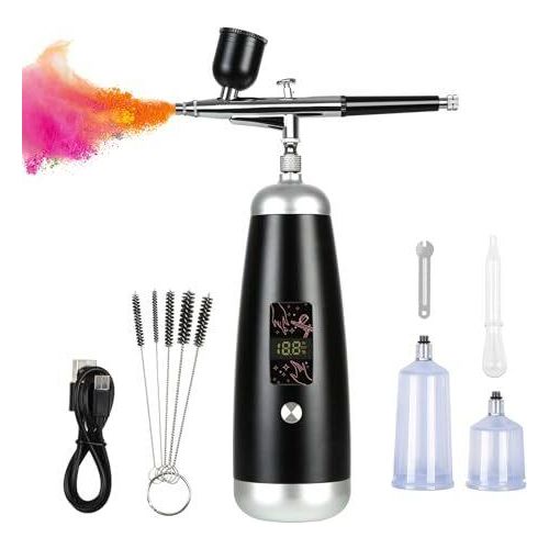 Airbrush -Kompressor -Set, Make -up -Sprühpistole, tragbare drahtlose 36 psi wiederaufladbare manuelle langen Düsenmalerei, Kuchendekoration, Farbmust