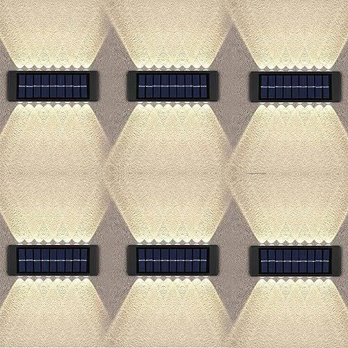 6 Stück Solarleuchte Außen Wandleuchte, Solar 16 LED Wandleuchte Up & Down Light Dekorative Wasserdicht Solarlampen für Garten Rasen Balkon Terrasse