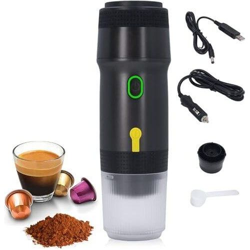 Ciciglow tragbare Espressomaschine, 3-in-1-USB-Auto-Ladegerät, Capsule Coffee Machine Camping, kabellose Heizung, gemahlener Kaffee, NES-Kapsel, DG