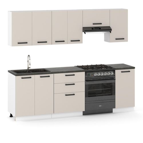 Küchenzeile Küchenblock moderne Küchenmöbel-Set Möbelsets 240 cm Kaschmir