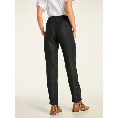 Leinenhose HEINE, Damen, Gr. 24, Kurzgrößen, schwarz, 100% Leinen, unifarben, lang, Hosen