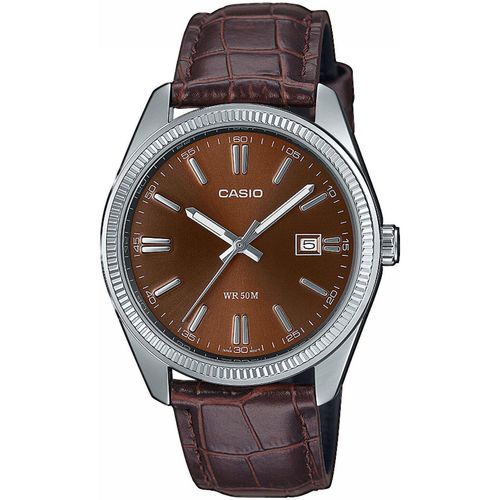 Quarzuhr, braun (kastanienbraun), CASIO TIMELESS COLLECTION, Armbanduhren, Damen, Armbanduhr, Herrenuhr, Damenuhr, analog, Datum, Lederarmband
