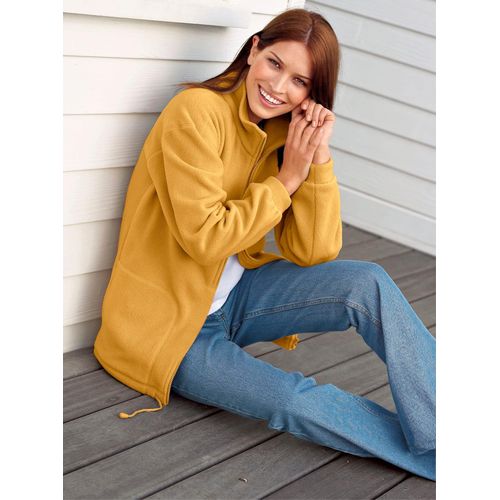 Fleecejacke CASUAL LOOKS, Damen, Gr. 21, braun (bernstein), 100% Polyester, unifarben, lässig geschnitten, Langarm, Jacken
