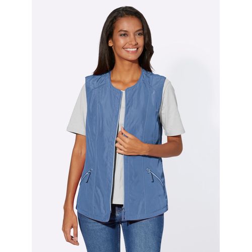 Kurzweste CASUAL LOOKS, Damen, Gr. 52, blau (mittelblau), 100% Polyester, unifarben, Westen