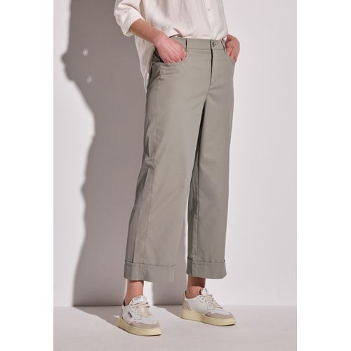 Stoffhose STREET ONE, Damen, Gr. 38, Länge 28, grau (vintage stone), Stoff, 77% Polyester, 20% Baumwolle, 3% Leinen, unifarben, casual, comfort fit lang, Hosen, High Waist