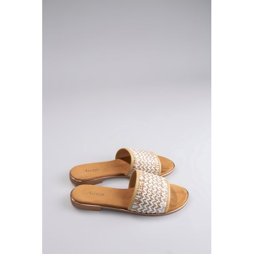 Pantolette ANISTON SHOES, Damen, Gr. 40, beige (beige, weiß), Synthetik, modisch, Schuhe, Sommerschuh, Strandschuh, Bast-Optik - NEUE KOLLEKTION