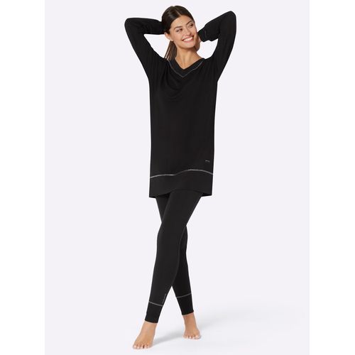Hausanzug FEEL GOOD, Damen, Gr. 40/42, schwarz, 62% Viskose, 33% Modal, 5% Elasthan, Homewear-Sets
