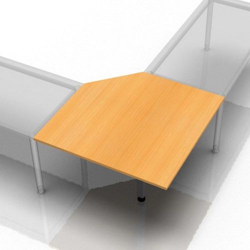 Verkettungsplatte trapezform 120x120cm mit Fuß eckig Buche/Graphit.
