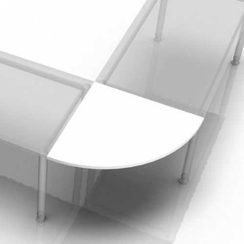 Verkettungsplatte Viertelkreis + Konsole 80x80cm Weiß/Weiß