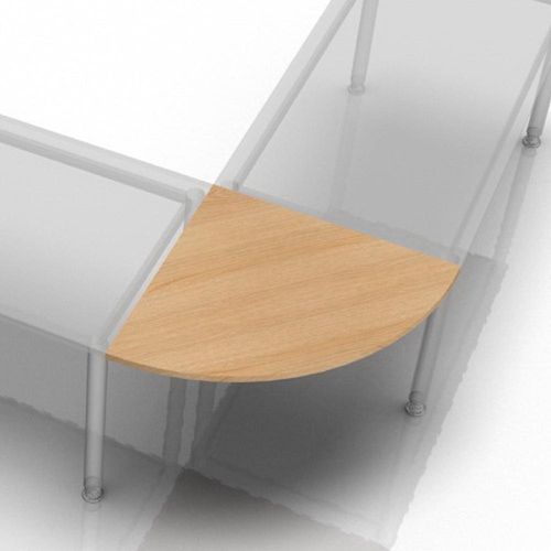 Verkettungsplatte Viertelkreis + Konsole 80x80cm Eiche/Grau