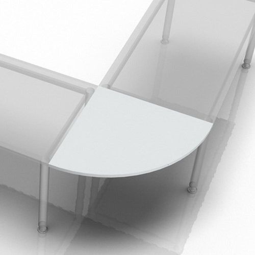 Verkettungsplatte Viertelkreis + Konsole 80x80cm Grau/Silber