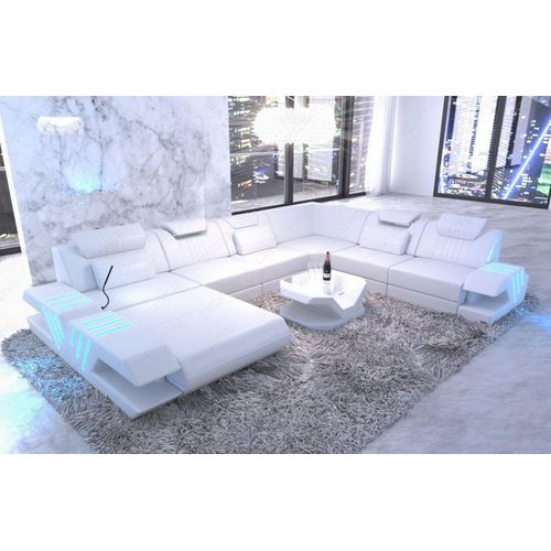 XXL Sofa Wohnlandschaft Venedig Kunst-Echtleder Mix