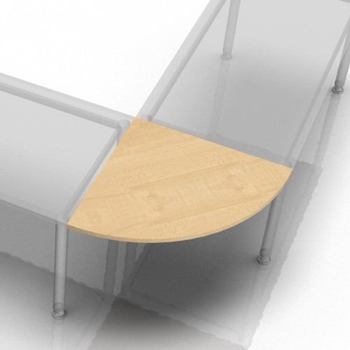 Verkettungsplatte Viertelkreis + Konsole 80x80cm Ahorn/Grau
