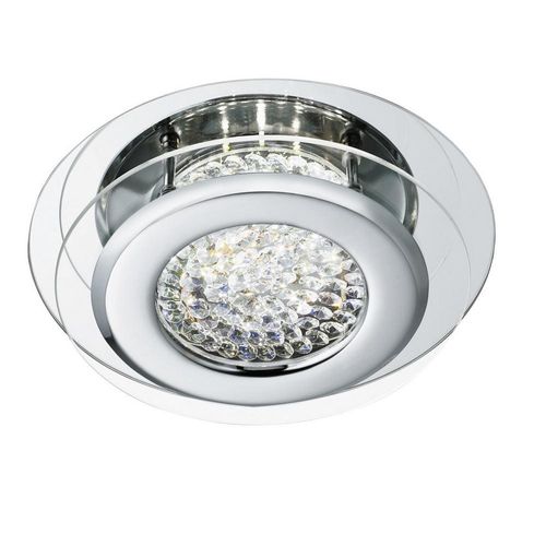 Deckenleuchte 28 cm Led Vesta, aus Chrom, Kristall und Spiegelglas