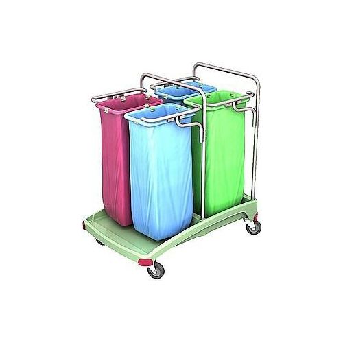 Splast antibakterieller Vierfach-Müllwagen aus Plastik 4x 70l - rot, blau, grün