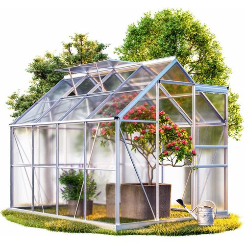 GARDEBRUK® Aluminium Gewächshaus 4,75m² 250x190cm inkl. 2 Dachfenster Treibhaus Garten Frühbeet Pflanzenhaus Aufzucht 7,63m³