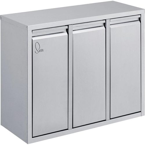 SVITA H3X15 Mülleimer 45 Liter 3x15L Treteimer Mülltrenner silber Papierkorb