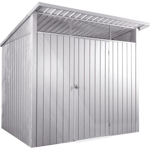 DURAMAX-Metallgerätehaus Palladium 8x6 silber-mit Pultdach und Oberlicht-7453