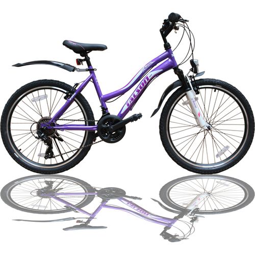 26 Zoll Mountainbike Mädchen Kinder Fahrrad mit Gabelfederung & Beleuchtung 21-GANG Lila