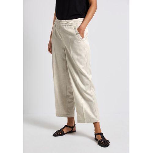 Stoffhose STREET ONE, Damen, Gr. 40, Länge 26, silkstone weiß, Stoff, 64% Viskose, 28% Polyester, 3% Polyamid, 3% metallisierte Fasern, 2% Elasthan, unifarben, casual, normal normal, Hosen, High Waist