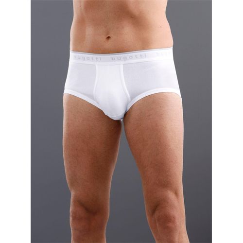 Slip BUGATTI, Herren, Gr. 6, weiß, 100% Baumwolle, Unterhosen