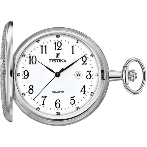 Festina F2023/1 Taschenuhr mit Kette Uhr Herrenuhr Datum Weiss