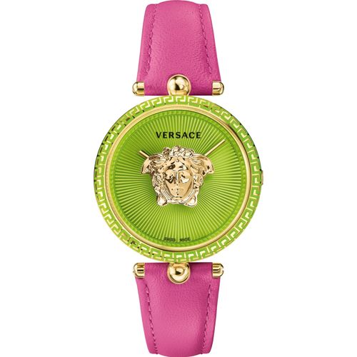 Versace VCO150017 Palazzo Empire gold grün pink Leder Armband Uhr Damen NEU