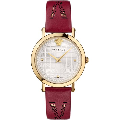 Versace VELV00320 Medusa Chain weiss gold rot Leder Armband Uhr Damen NEU