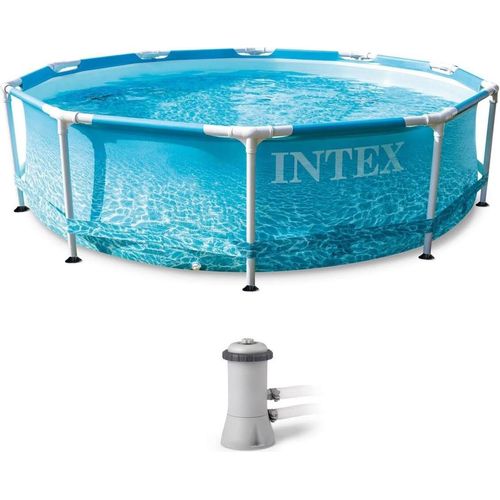 INTEX 28208GN - Frame Pool - Beachside (305x76cm) inkl. Filterpumpe Framepool Gartenpool Aufstellpool