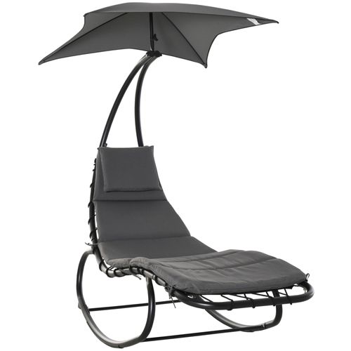 Outsunny Schaukelliege Schaukelstuhl Relaxliege mit Dach Garten Dunkelgrau