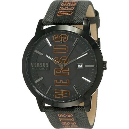 Versus by Versace VSPHN0120 Barbes schwarz grau orange Leder Herren Uhr NEW