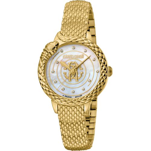 Roberto Cavalli by Franck Muller RV2L052M0061 perlmutt weiss gold Damen Uhr NEU