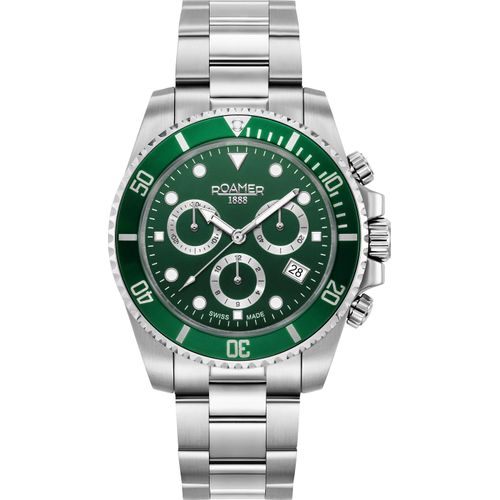 Roamer 851837 41 75 20 Deep Sea 100 Chrono silber grün Edelstahl Herren Uhr NEU
