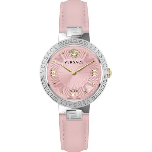 Versace VE2K00121 Greca Lady silber pink Leder Armband Uhr Damen NEU