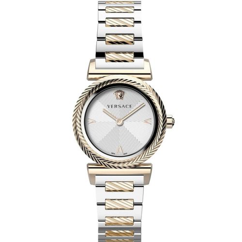 Versace VERE02420 V-Motiv weiss silber roségold Edelstahl Armband Uhr Damen NEU